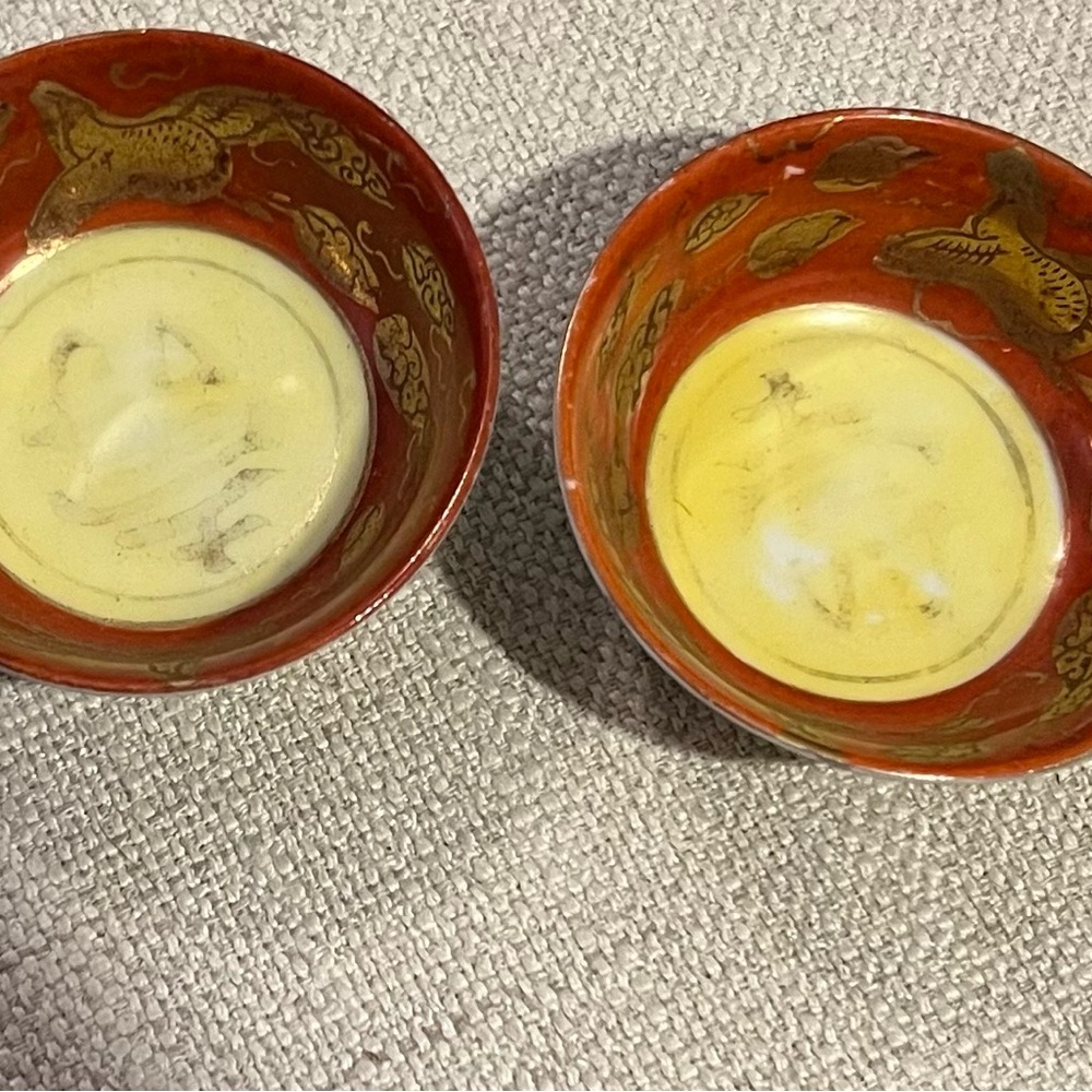 Elegant Red and Gold Decorative Bowls
